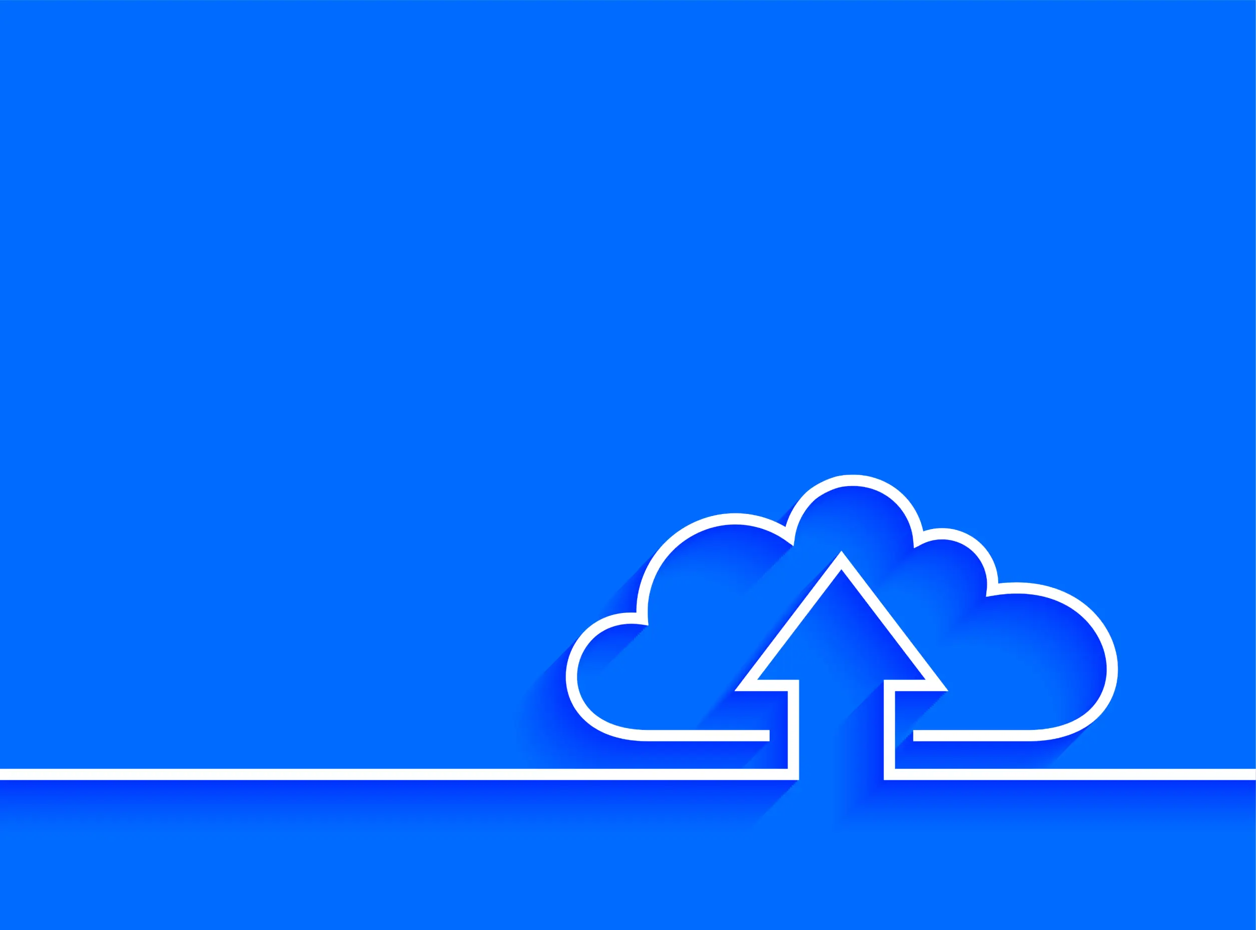 cloud-integrations a white cloud with arrow pointing up on blue background.