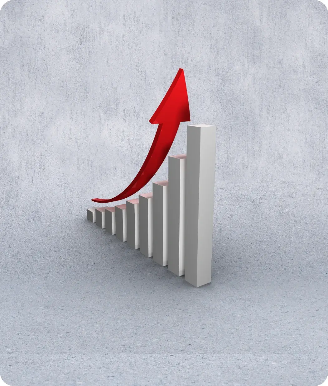 digital-marketing-run bar chart increasing exponentially from left to right.